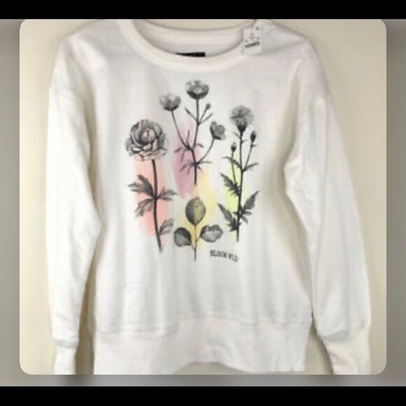 🛍Fifth Sun Top Bloom Wild Graphic Flower 🌸 Crewneck Sweatshirt Size: Small - Picture 6 of 6